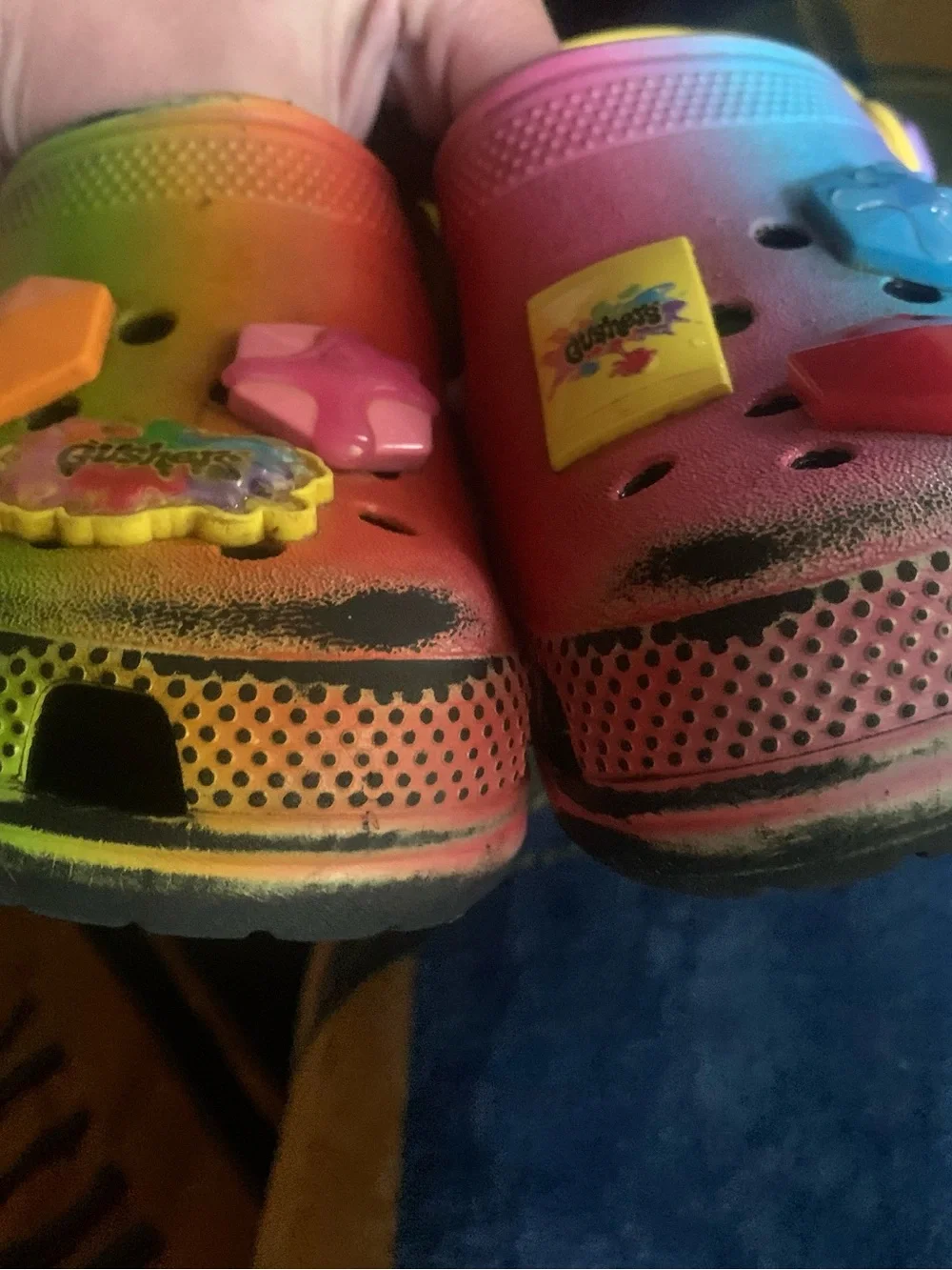 CROCS Gushers edition Rainbow Tie-Dye Clogs